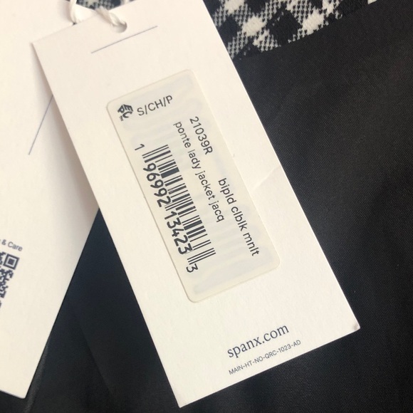 NWT SPANX Ponte Lady Jacquard Black/White Checkered Jacket - Picture 9 of 10